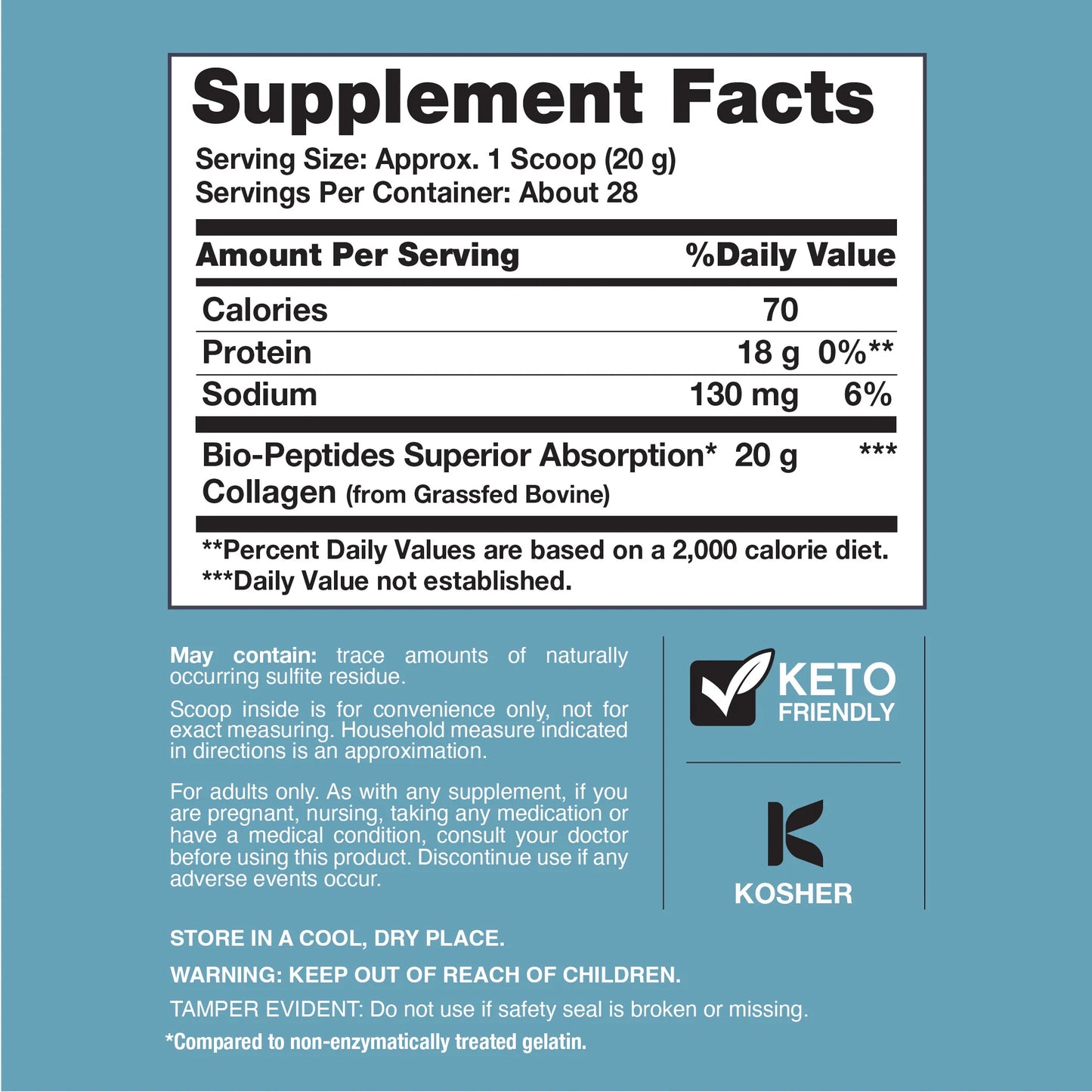 NeoCell Collagen Bio-Peptides Powder 20oz - Grassfed Protein Supplement